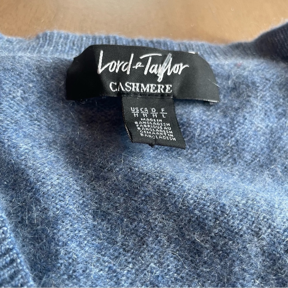 Lord & Taylor 100% Cashmere V-Neck Sweater - Light Blue - Picture 2 of 7